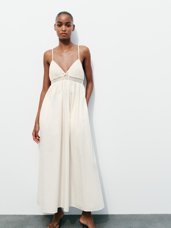 Zara Dresses & Skirts - ZARA POPLIN MIDI DRESS SIZE S NWT